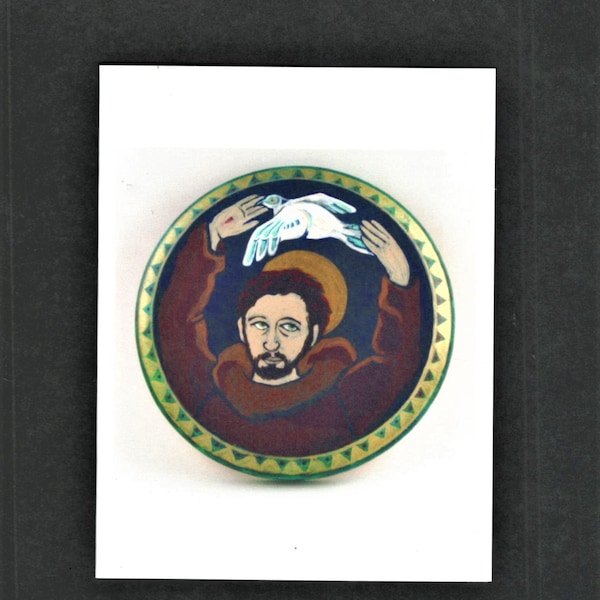 Saint Francis Card, from Retablo Painting on Wood by Southwest Artist, Karlene Voepel.