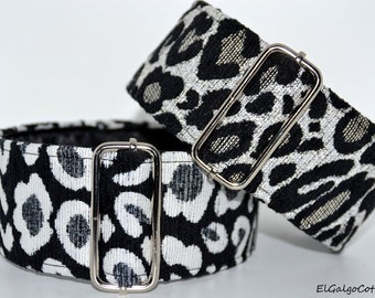 BACK AVAILABLE!! Martingale collar, Galgos Greyhound Dog, Adjustable Anti-escape, Animalier, Fashion Jungle, Wild Cat, Leopard, Black Silver