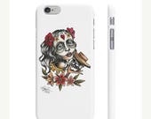 Day Of The Dead Girl - White - Iphone And Galaxy - Tattoo Inspired Art on Phone Case