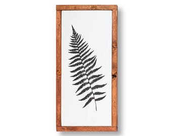 Fern Art Botanical Painting Home Decor, Fern, Leaf Painting, Fern Wall Art Black Illustration, Woodland Nature Minimalist, Minimalist Art