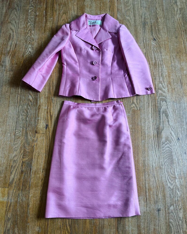 Lilli Ann Designer Vintage 1960s True Pink Silk Shantung Etsy