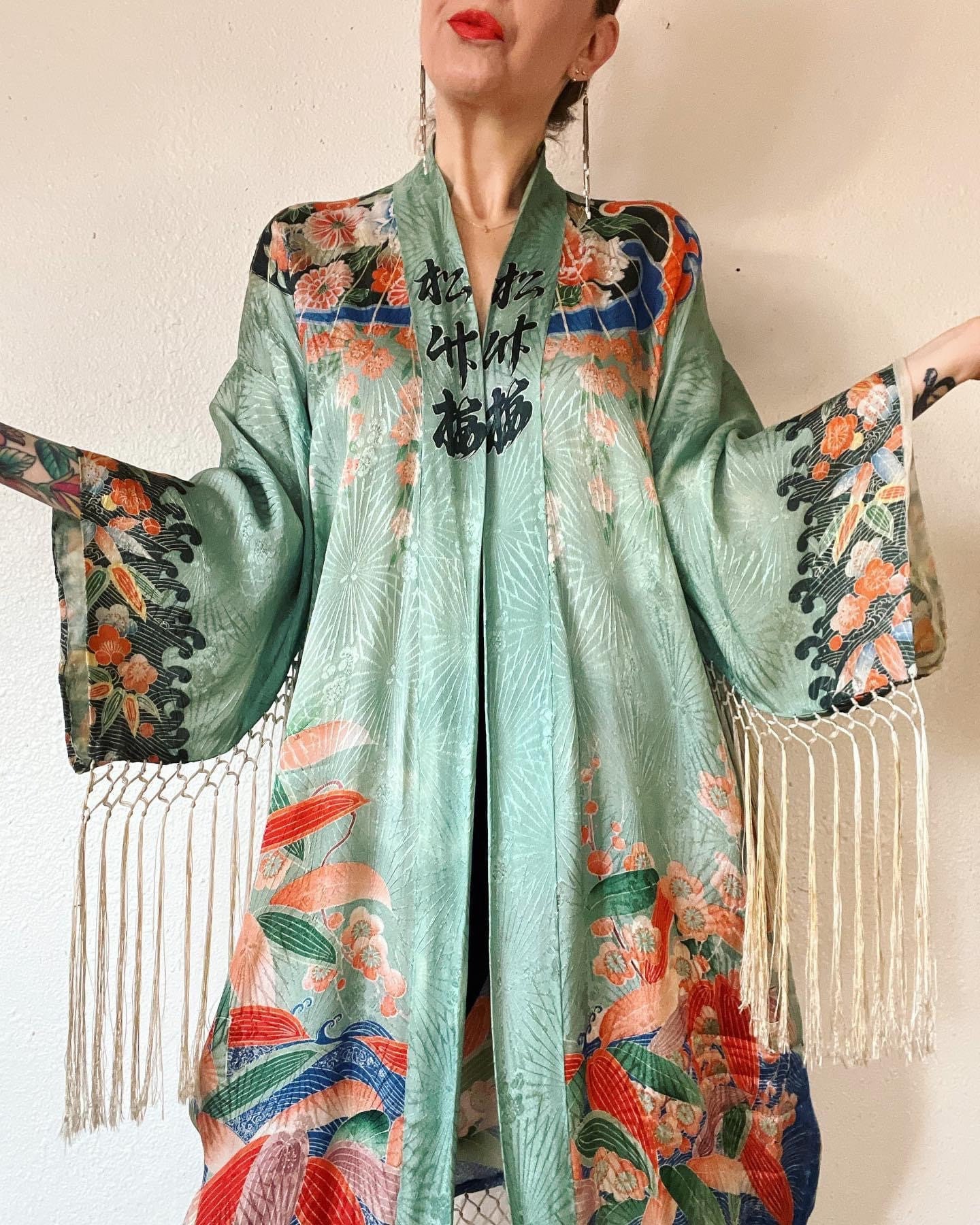 Antique 1920's Exquisitely Designed Mint Green Floral