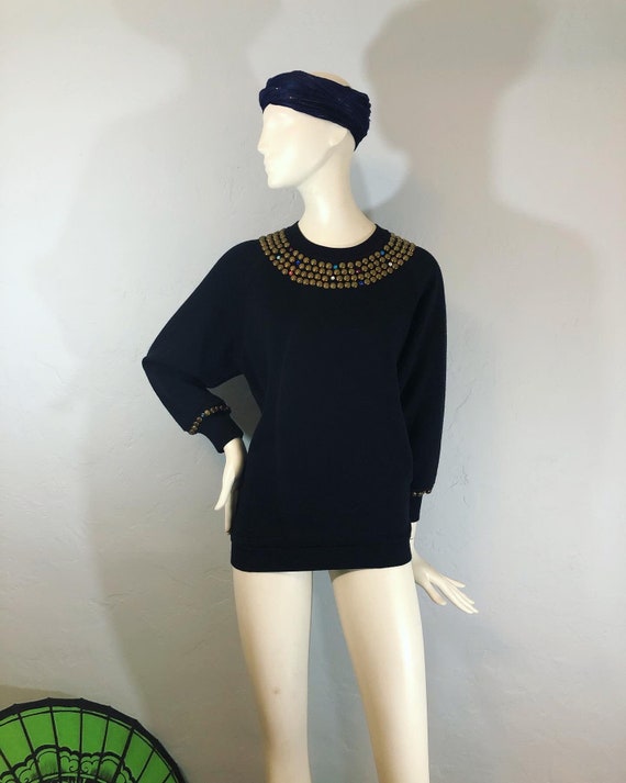 Vintage 1980’s raglan sleeve bedazzled crew neck s