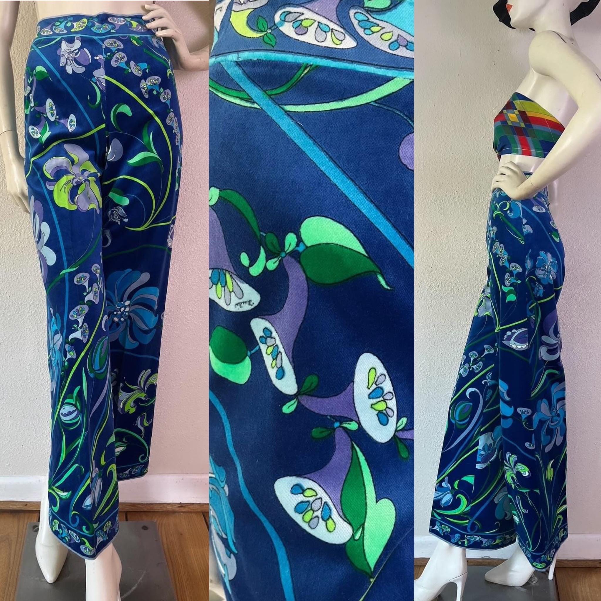 Designer Vintage 1960's Emilio Pucci Cotton Velvet Wide Leg