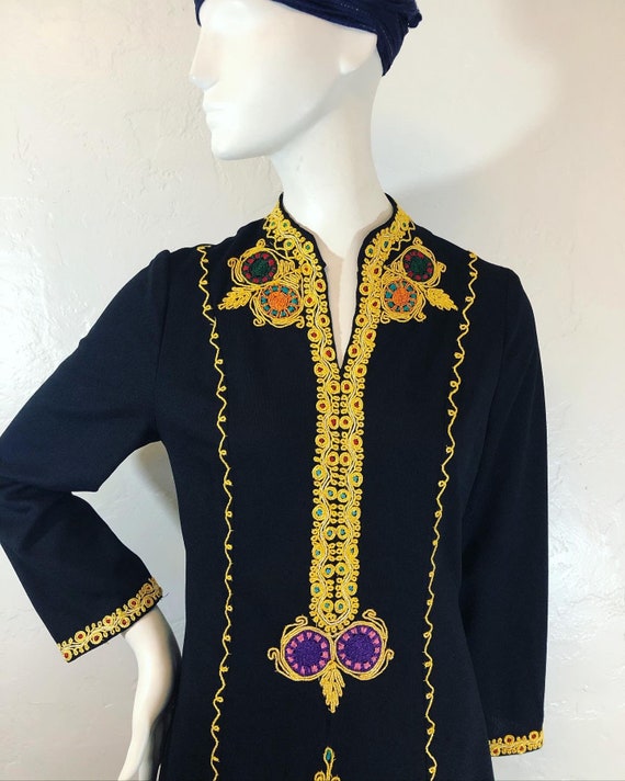 Vintage 1960’s / 1970’s black double knit embroide