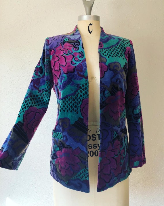 Vintage 1970’s jewel-tone floral print velvet jack