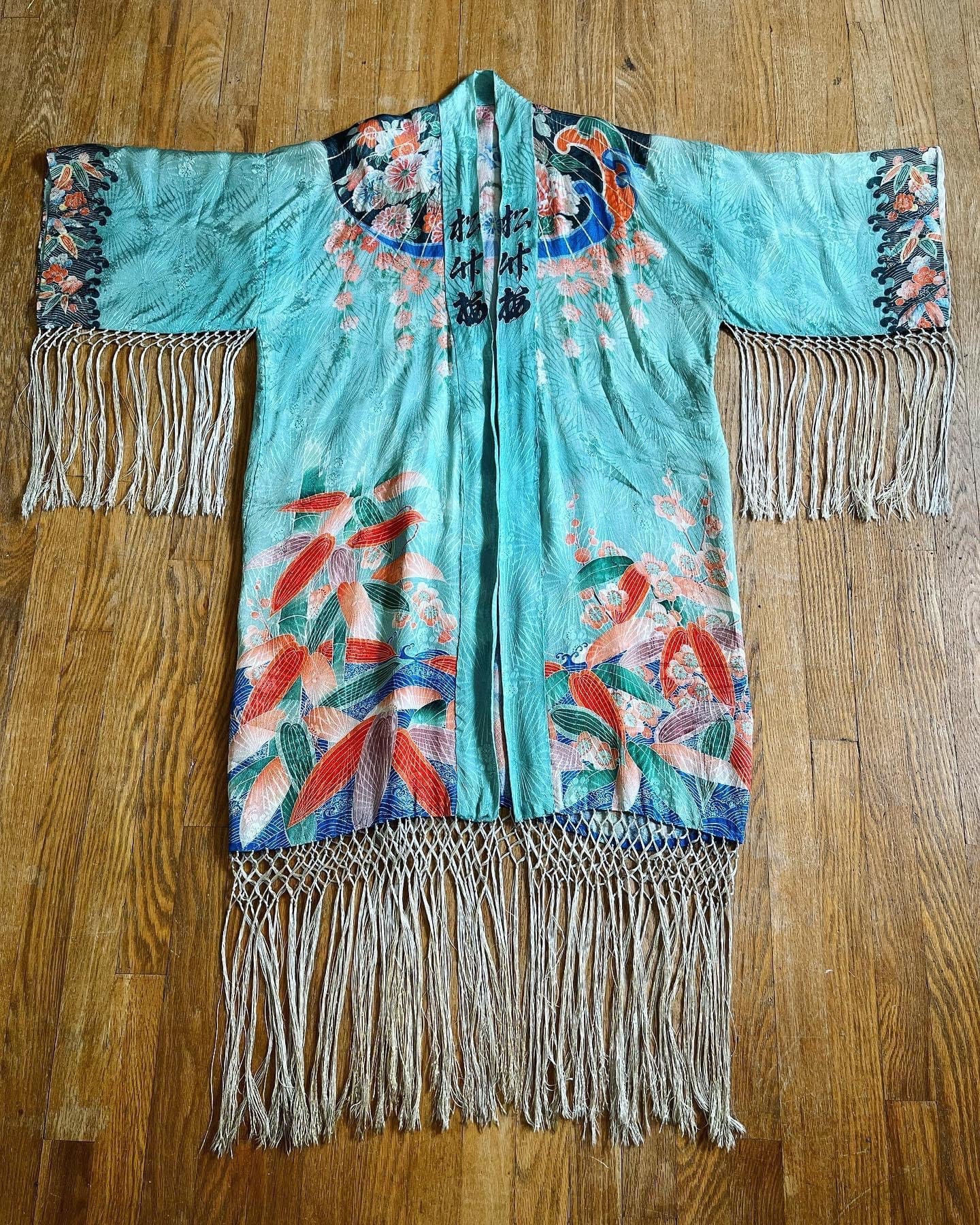 Antique 1920's Exquisitely Designed Mint Green Floral