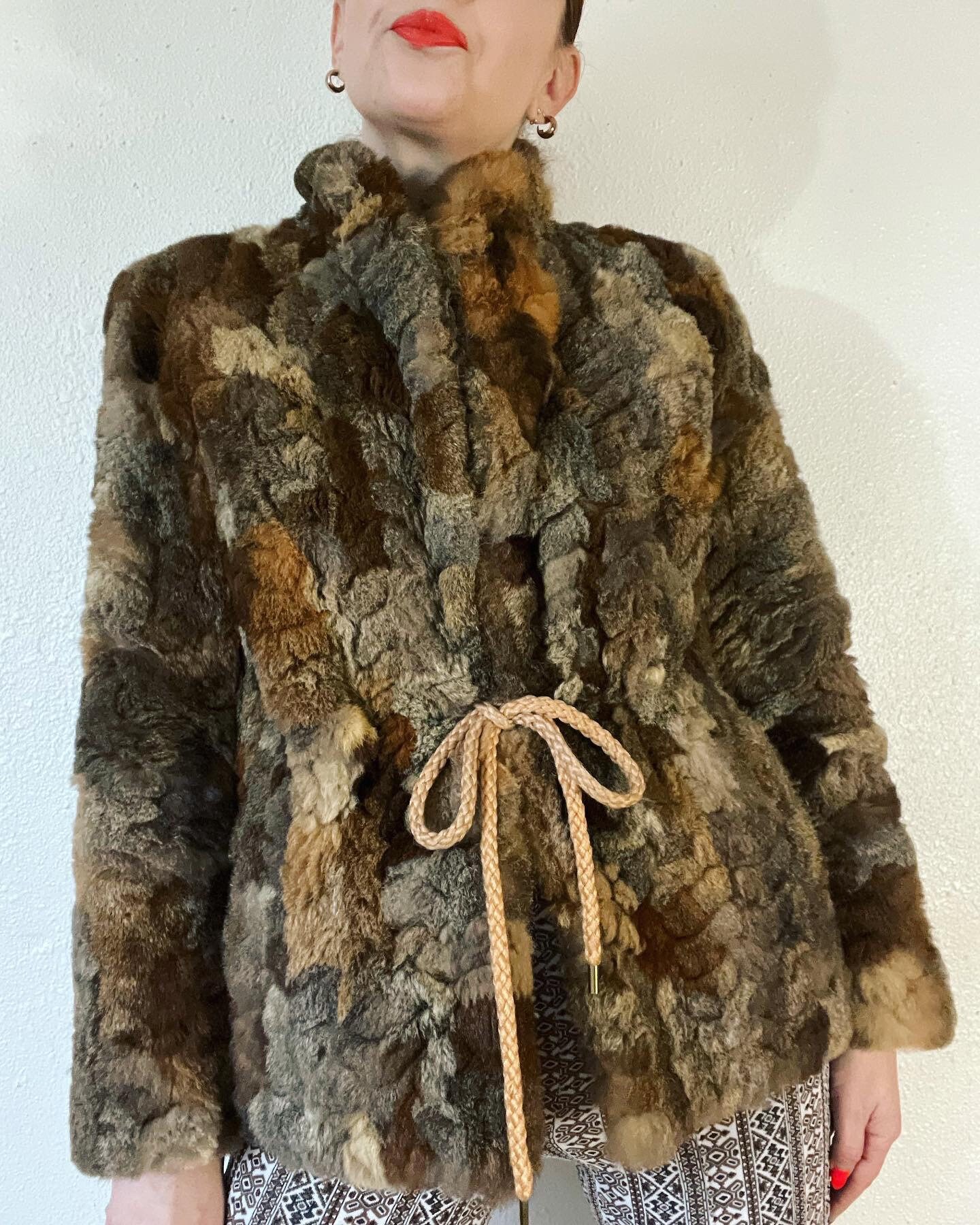 Vintage 1970's Patchwork Fur Jacket With Structured Collar