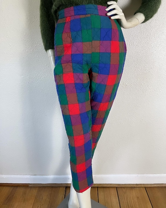 Rare Vintage 1950’s rainbow cross-weave plaid qui… - image 5