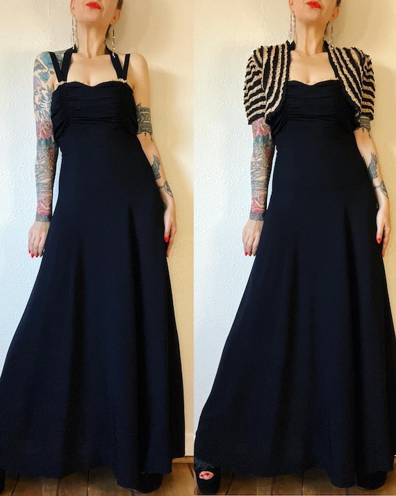 Vintage late 1930’s/early 1940’s black rayon gown… - image 7