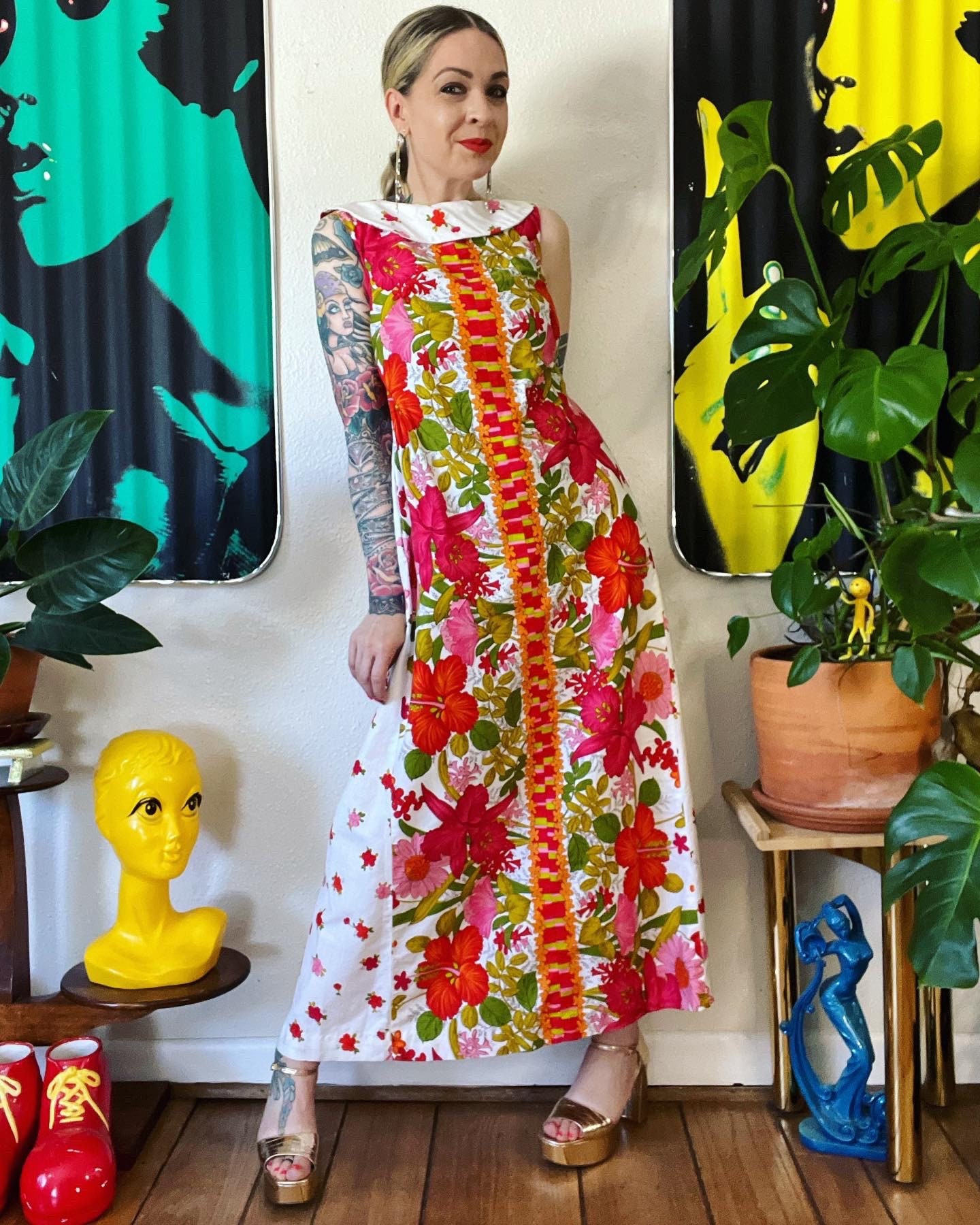 Vintage 1960s Super Soft Cotton Tropical Floral Maxi Dress - Etsy