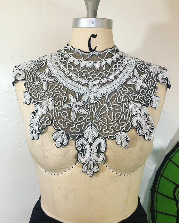 Vintage pastel iridescent white bead and sequin sh
