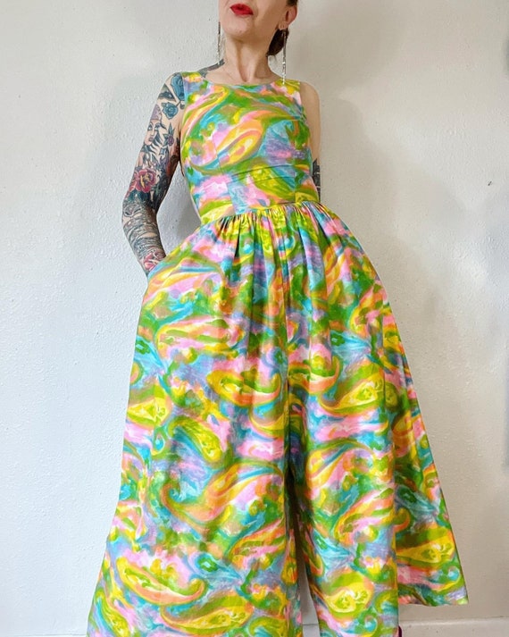 Vintage 1960’s psychedelic swirl bright pastel ju… - image 5