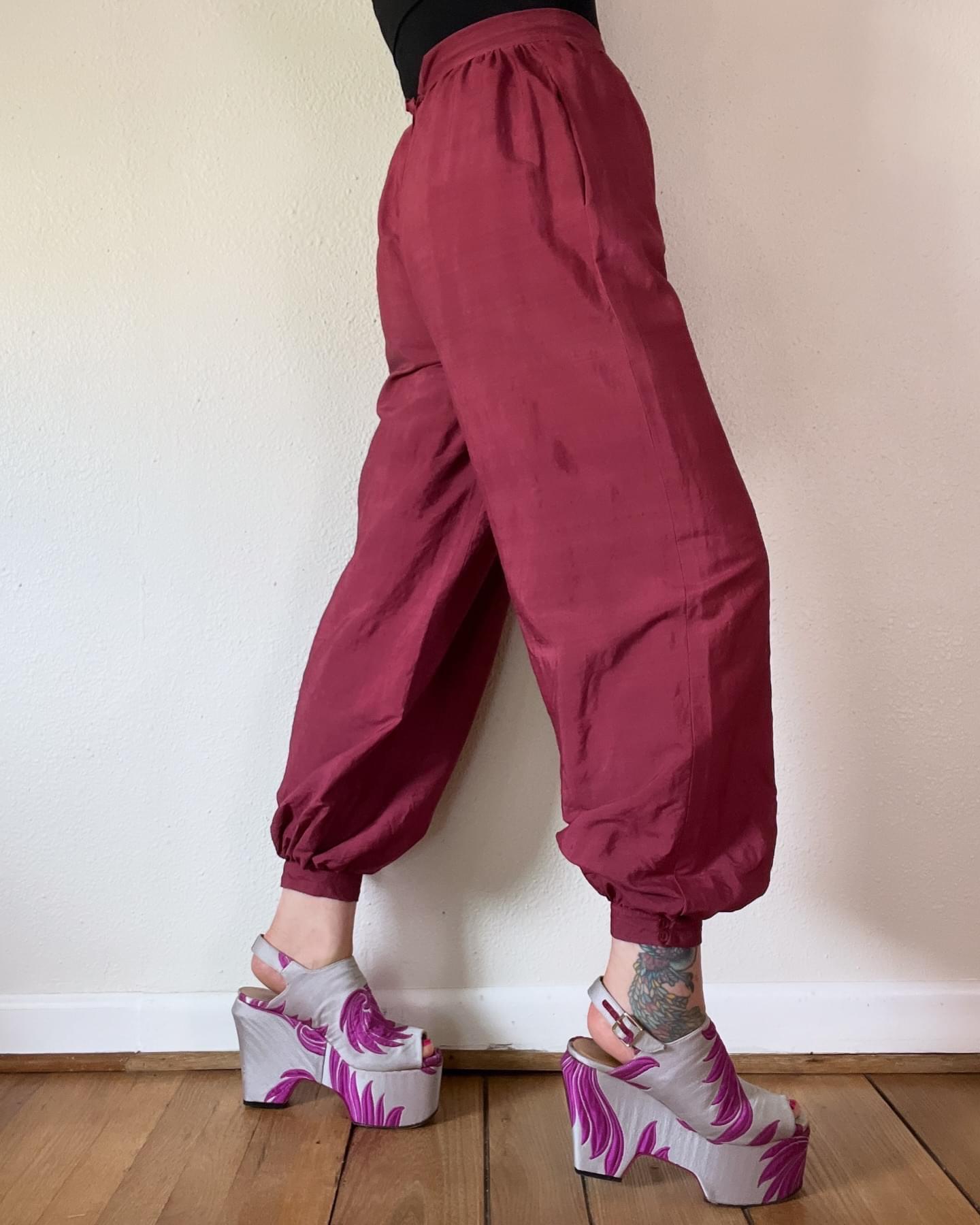 Vintage 1960's Sangria Silk Dupioni Balloon Pants/harem