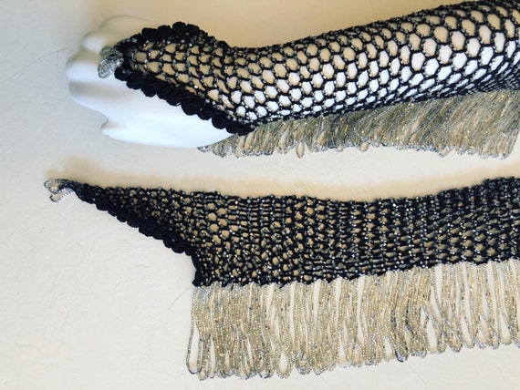Magical 1920’s vintage hand crochet fishnet beaded
