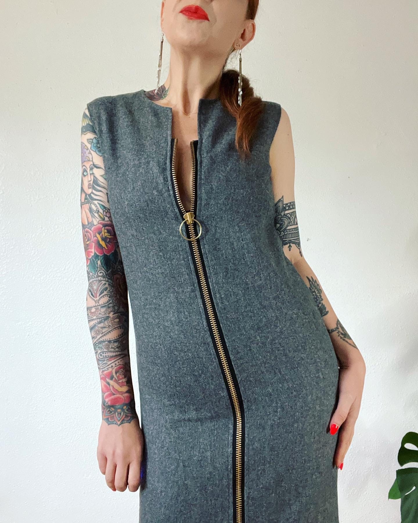 Deadstock/nos Vintage 1960's Medium Grey Heather Wool Shift