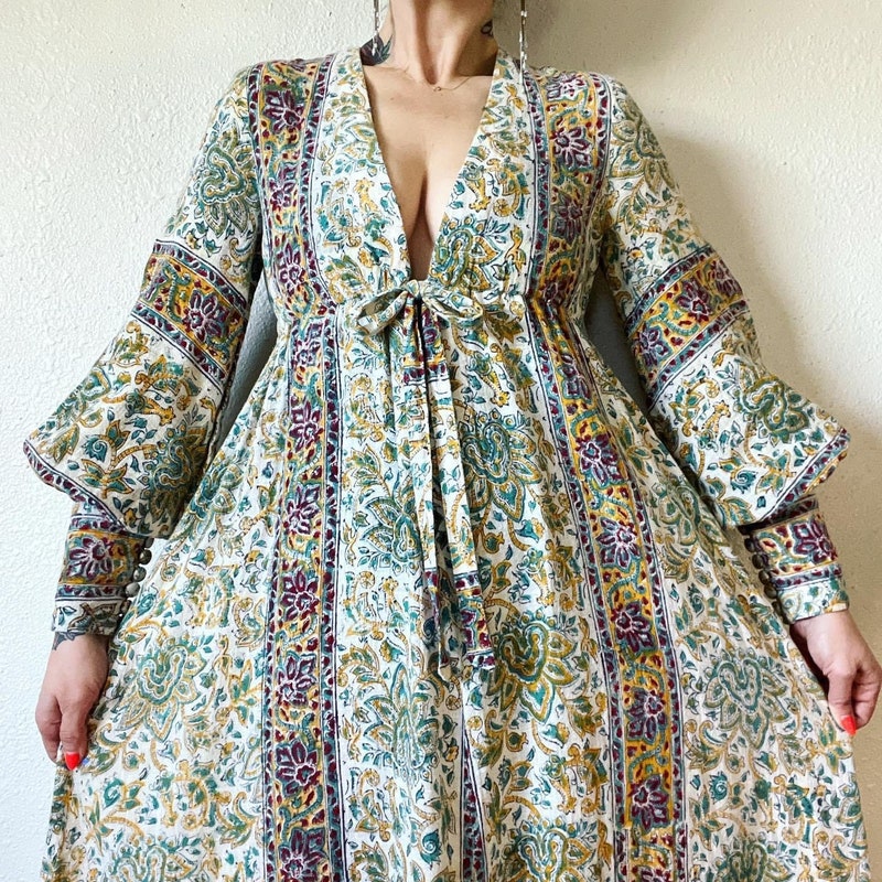 *SALE* Vintage 1970s Indian Block Print Dress