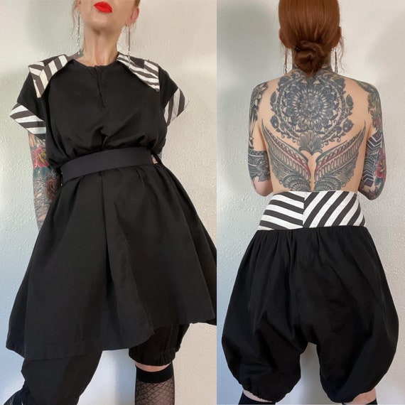 Rare Antique Early 1900's 2 Piece Swimsuit With Black & White