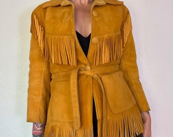 Vintage 1960's Custom Made Western Golden Suede/pebbled