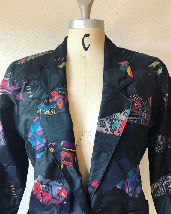 Vintage 1980’s / 1990’s 100% silk patchwork quilte