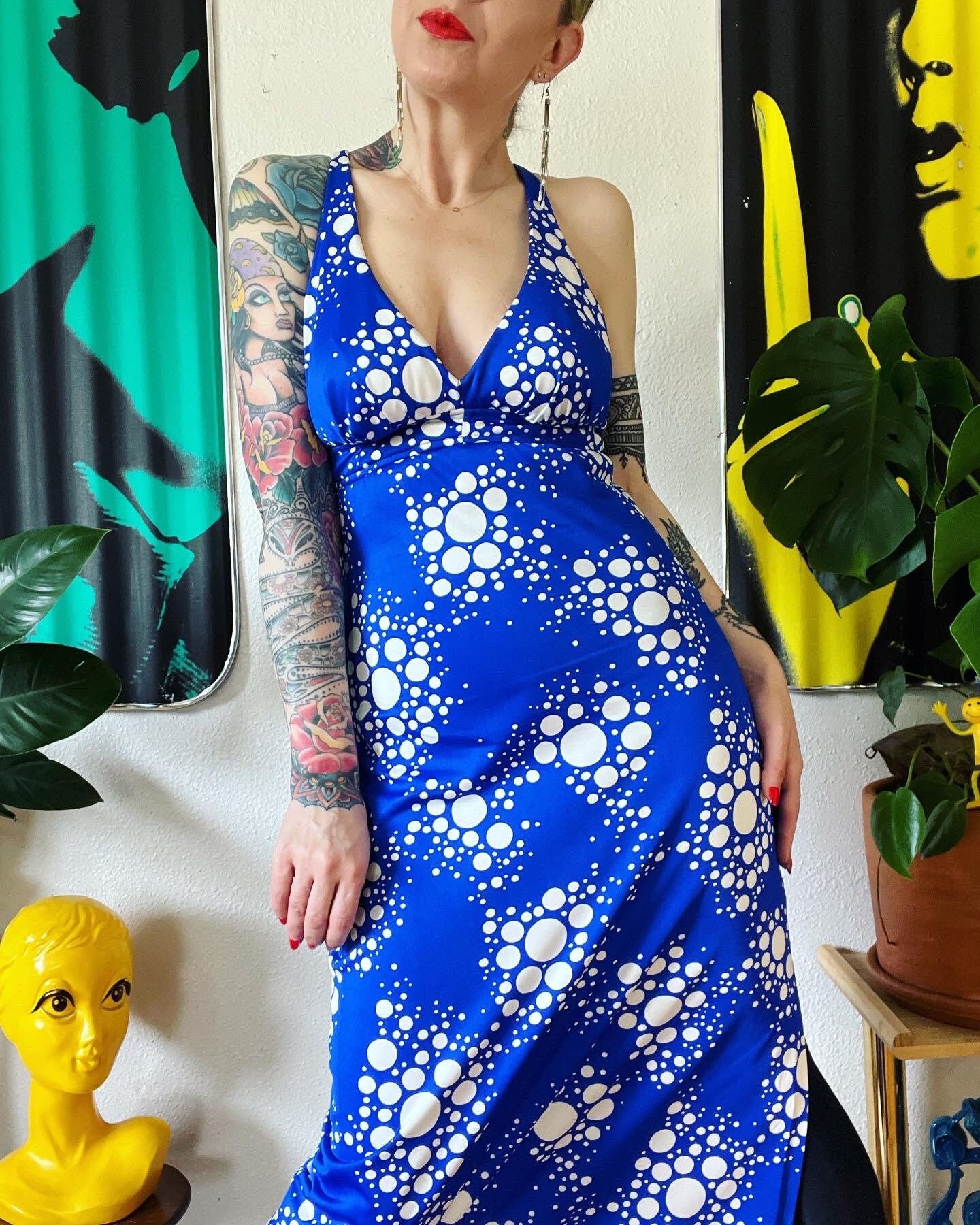 大量入荷 1960's Vintage Catalina Print Bubble White and Blue Bright ワンピース