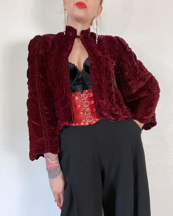 Rare Antique/Vintage 1930’s crimson red velvet co… - image 6