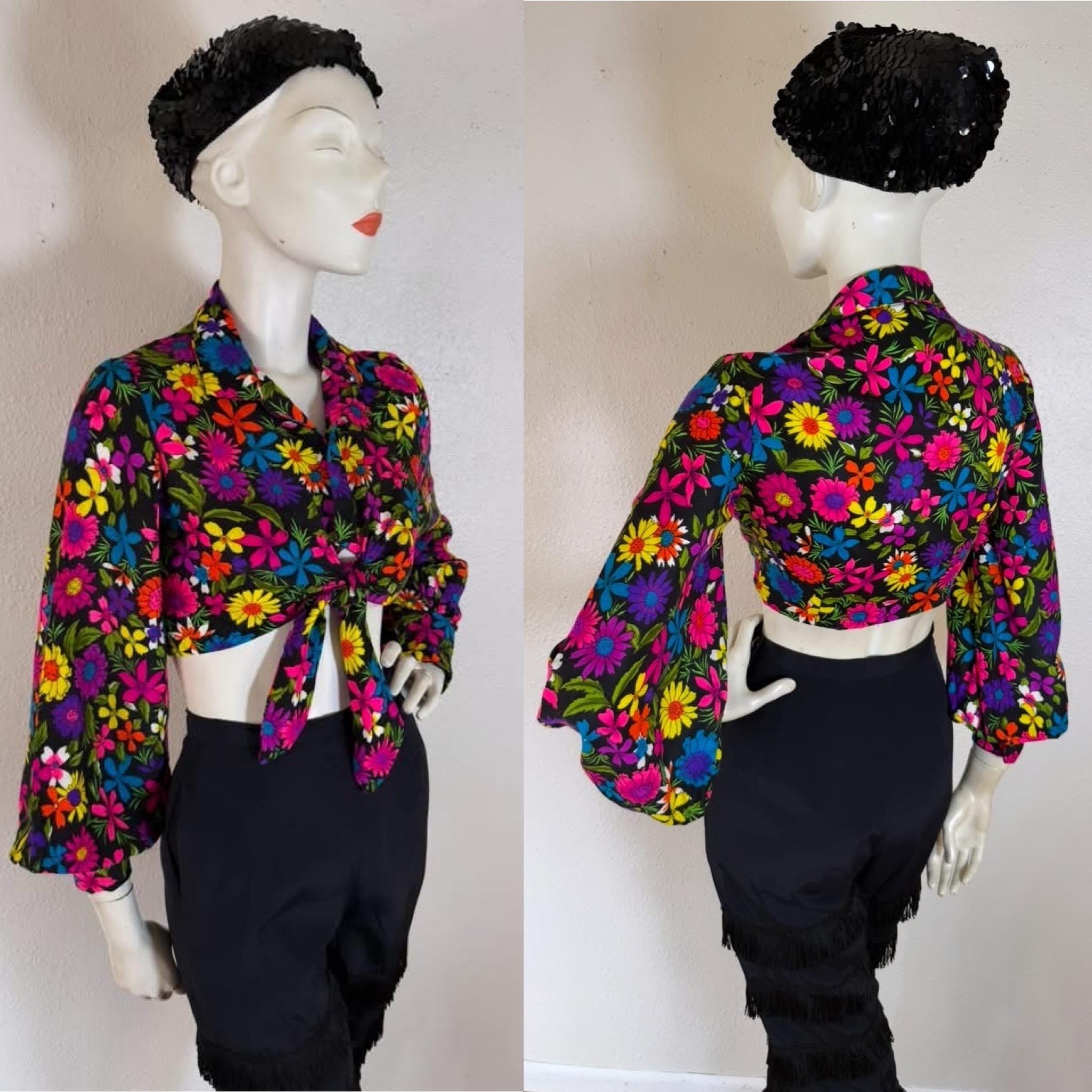 60s Tie Front Top - Etsy