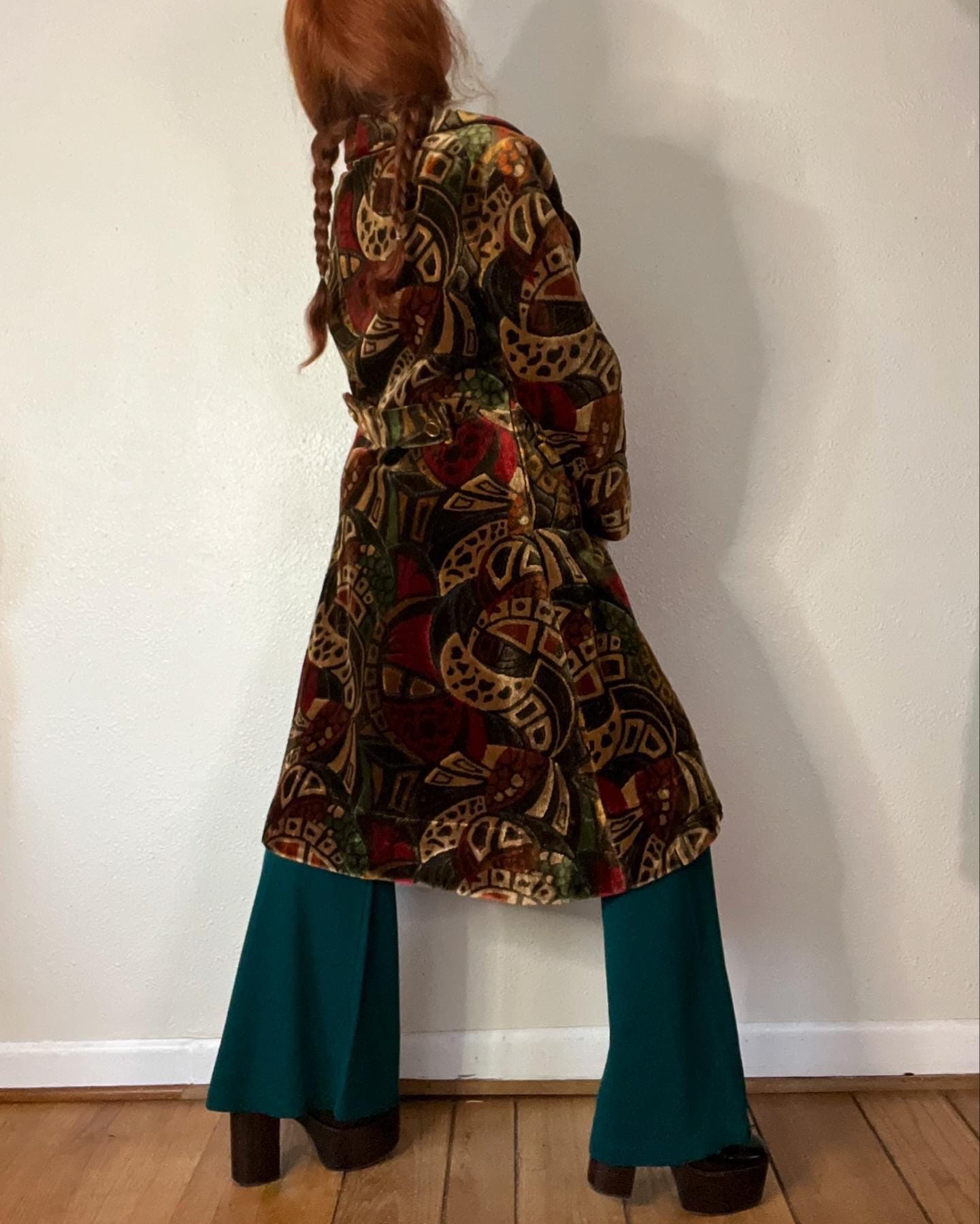 Rare Vintage 1960's Abstract Velvet Tapestry Coat in Rich