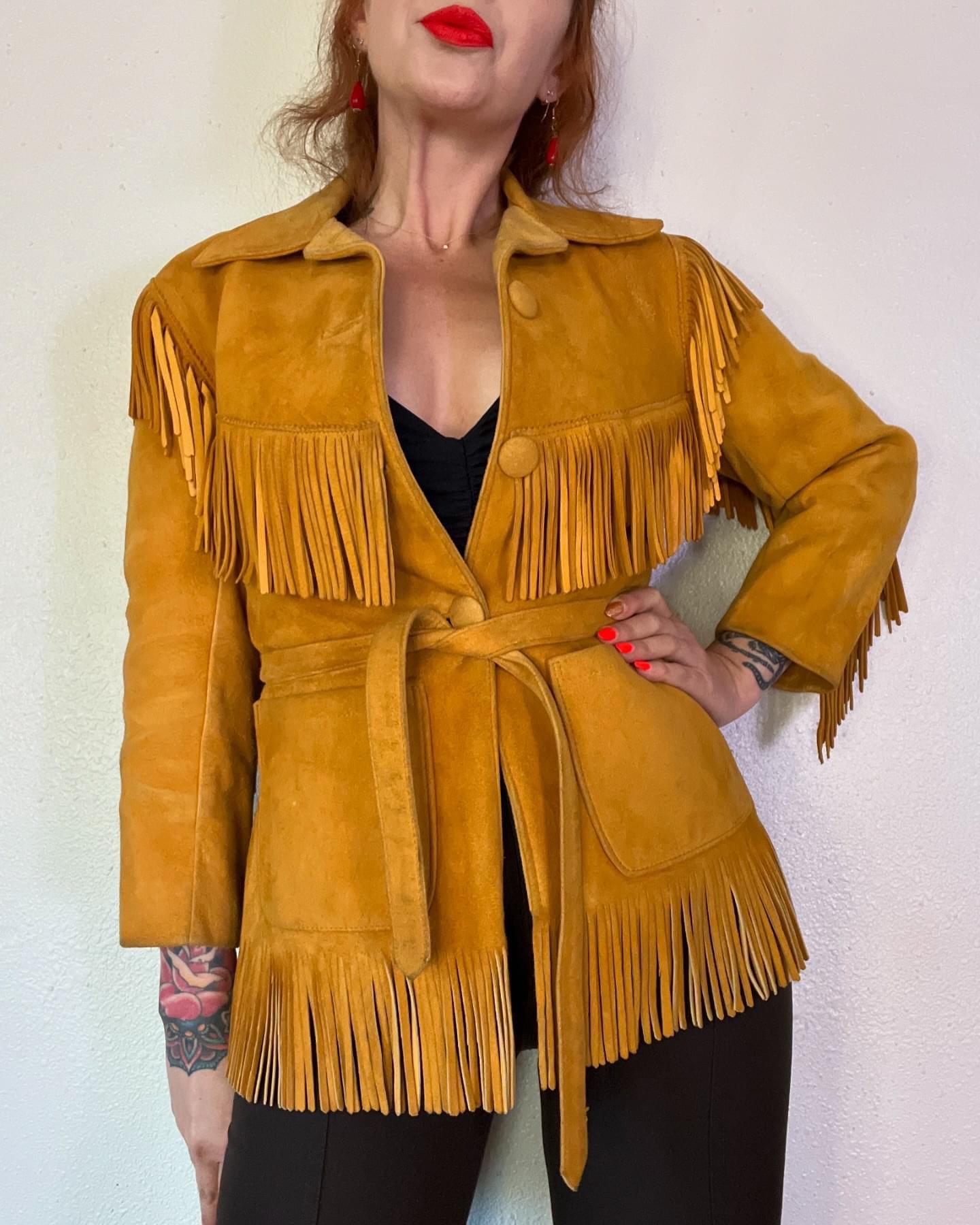 Vintage 1960's Custom Made Western Golden Suede/pebbled