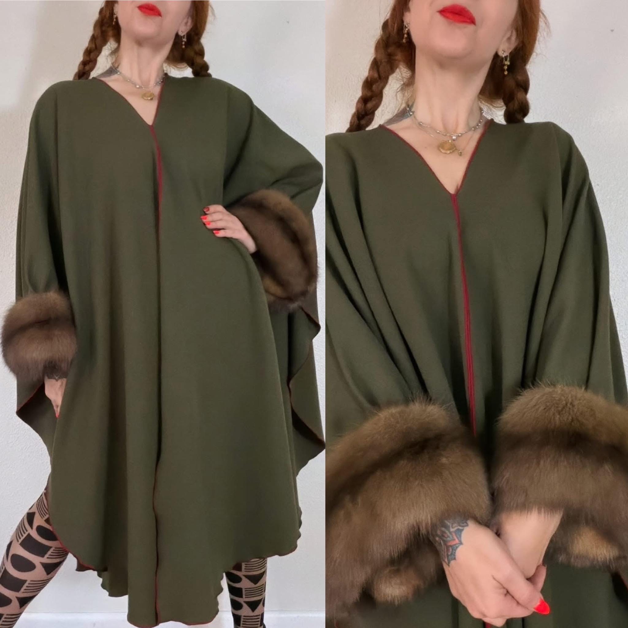 80s～ wool poncho coat 1980sWool Woven Ponacho Cape Coat – Deja