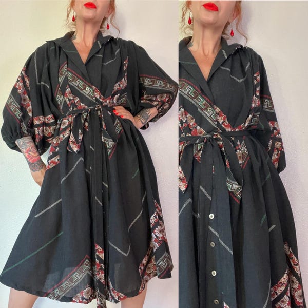 17159 Green Patterned Tent Dress