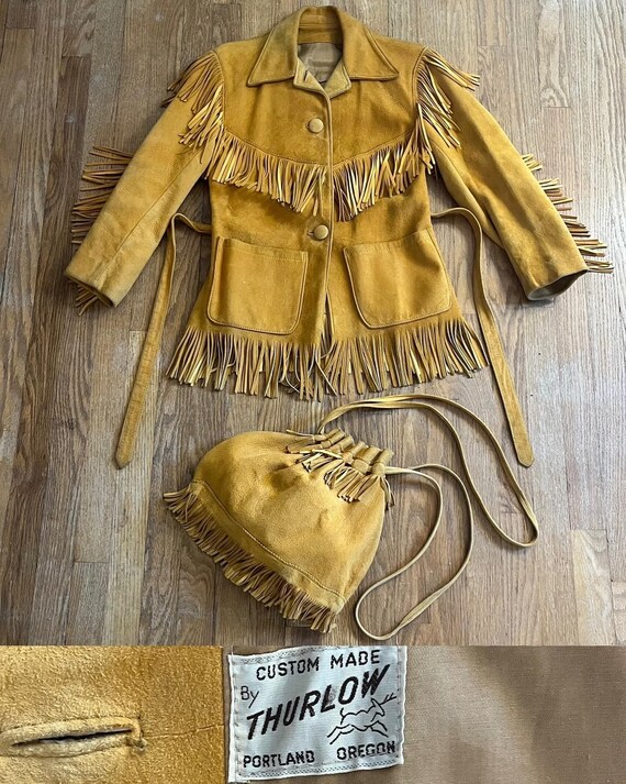 Vintage 1960's Custom Made Western Golden Suede/pebbled