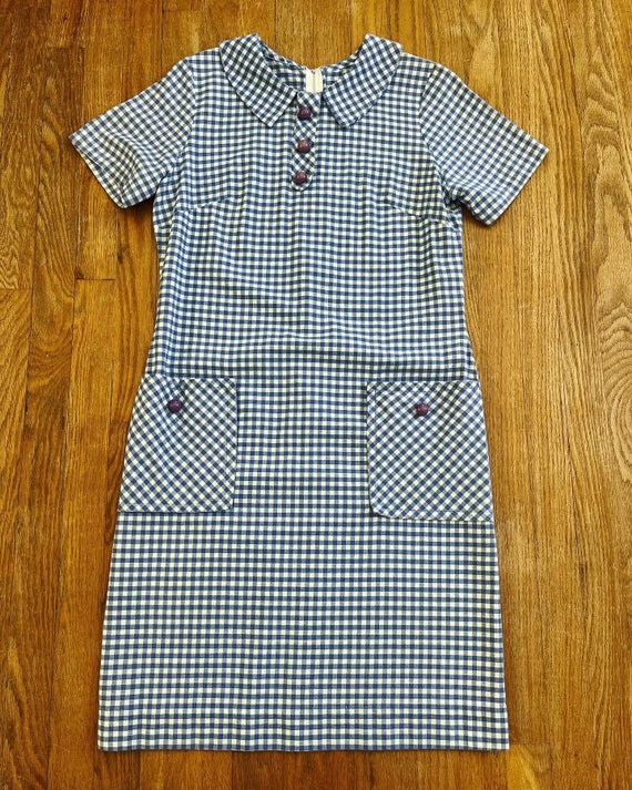 Vintage 1960’s periwinkle & white gingham mini mo… - image 10