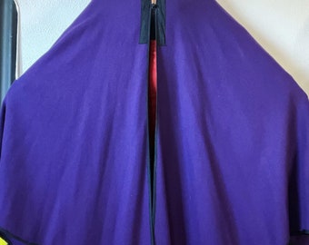 Vintage 1970's Indigo Purple Wool Cape/cloak With Loads of