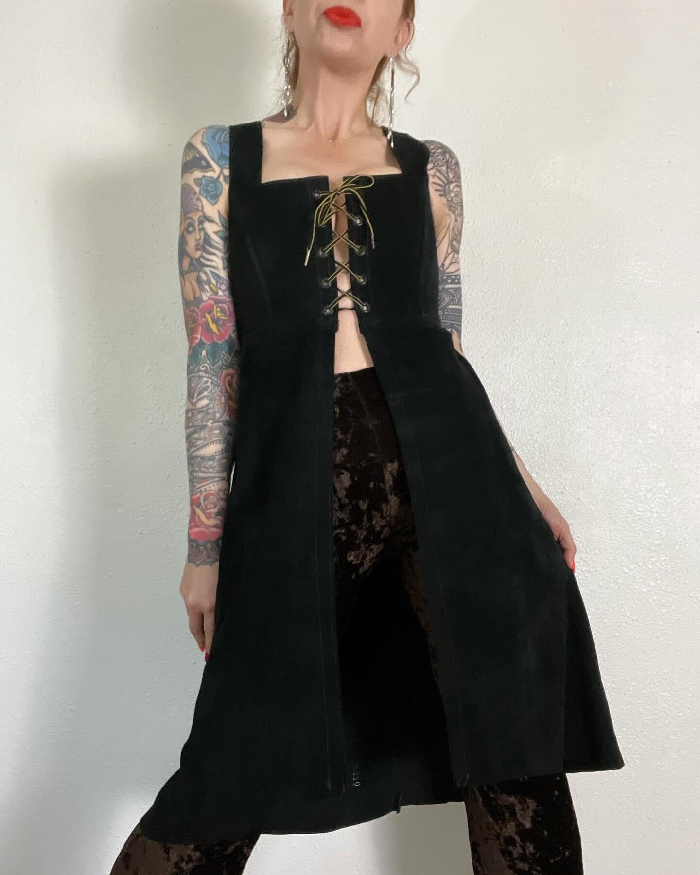 Vintage Late 1960's/early 1970's Black Leather/suede Metal