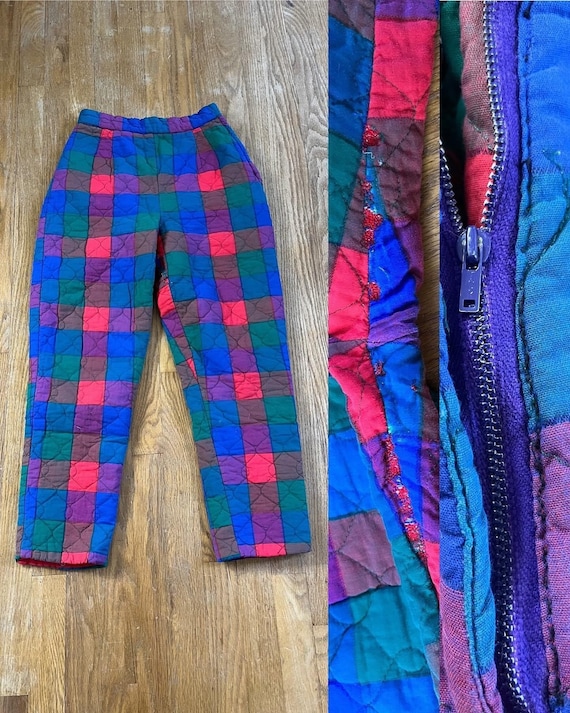 Rare Vintage 1950’s rainbow cross-weave plaid qui… - image 10