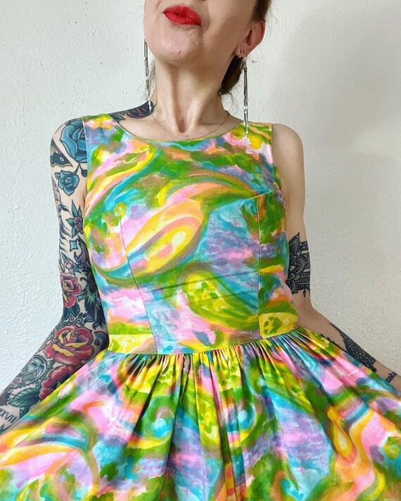 Vintage 1960’s psychedelic swirl bright pastel ju… - image 4