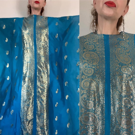 unique vintage emerald & gold sequin burton caftan dress reviews Unique Vintage Burton Caftan Dress in Green & Gold Sequin main image 0