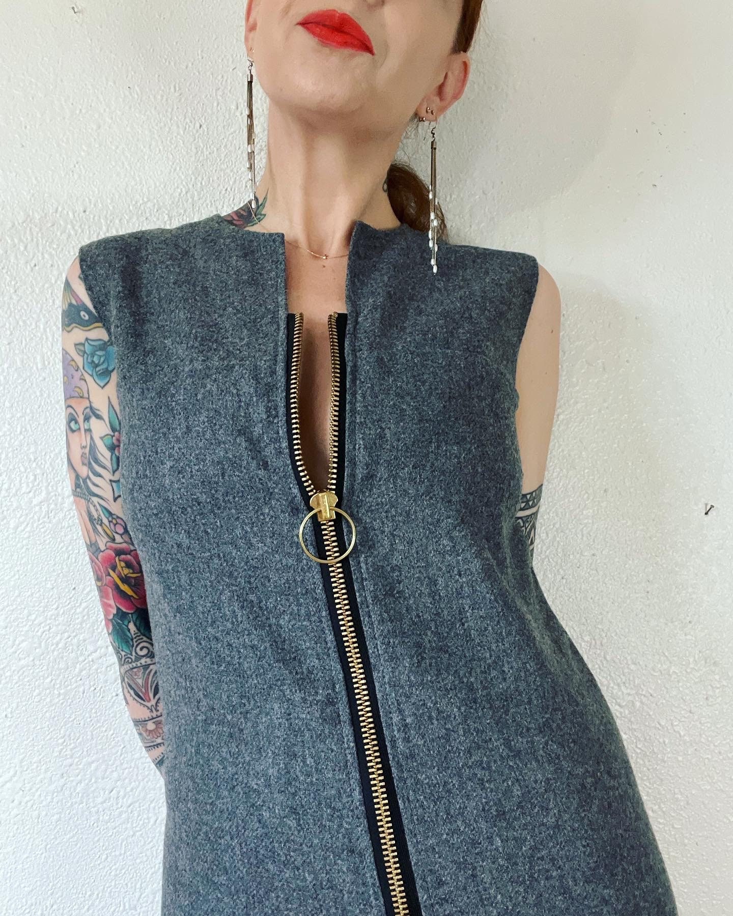 Deadstock/nos Vintage 1960's Medium Grey Heather Wool Shift