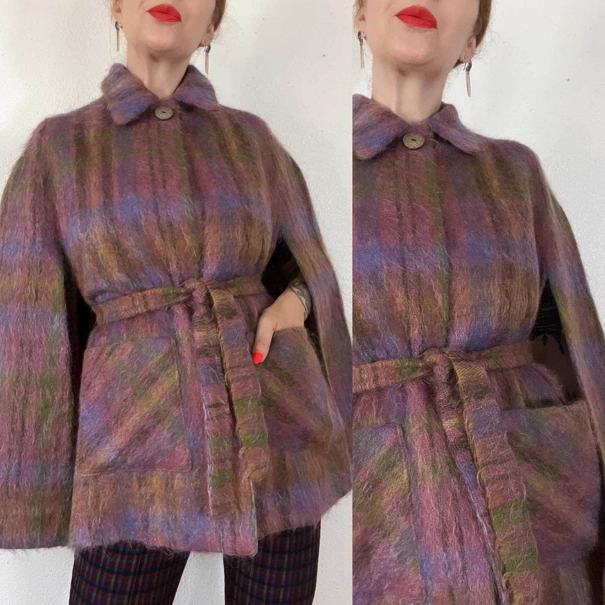 VINTAGE 1950’S ANDREW STEWART SCOTTISH TWEED CLOCHE HAT 100% WOOL PINK Andrew Stewart Cape - Etsy UK main image 2