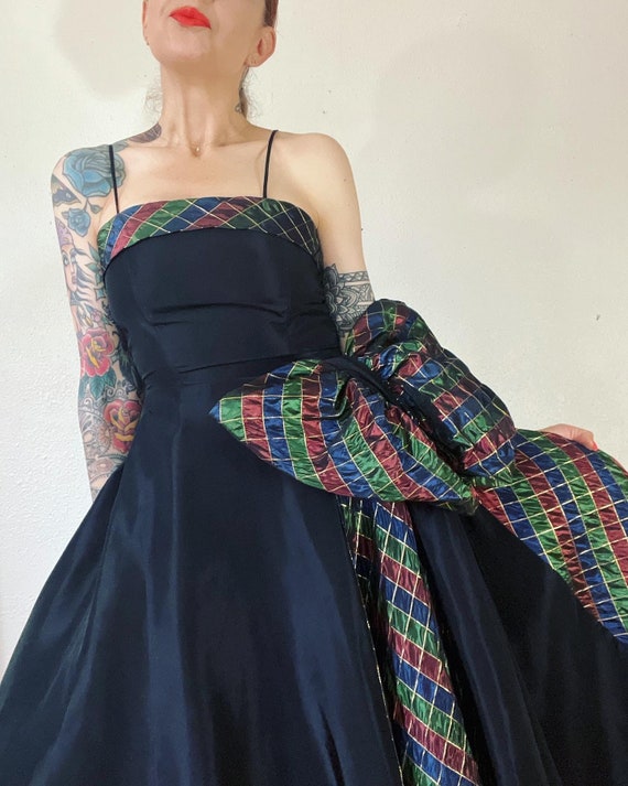 Silk tartan shop evening dress