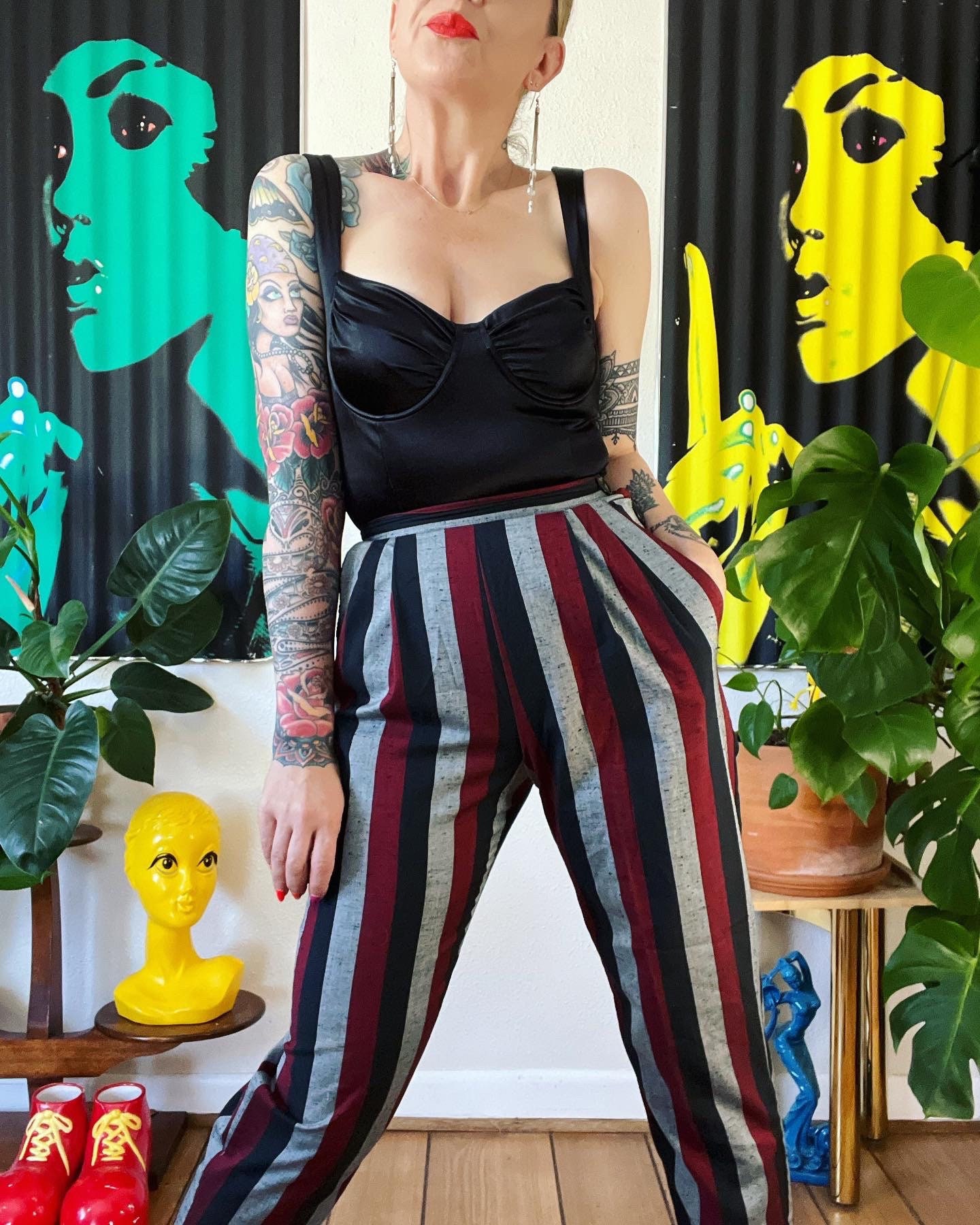 80s Striped Pants - Etsy