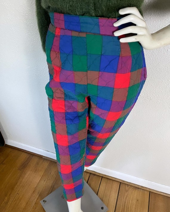 Rare Vintage 1950’s rainbow cross-weave plaid qui… - image 2