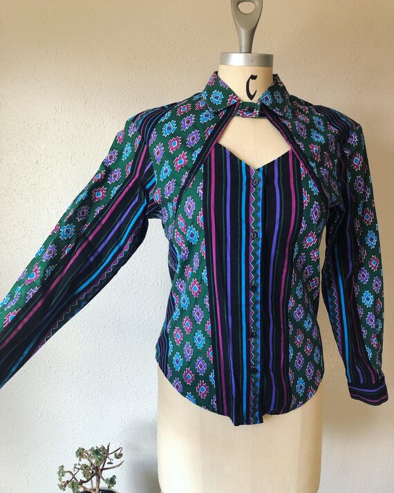 Vintage 1980’s western sweetheart neckline button