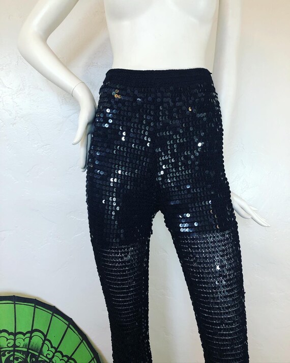 Vintage 1970’s black crochet and sequin high waist