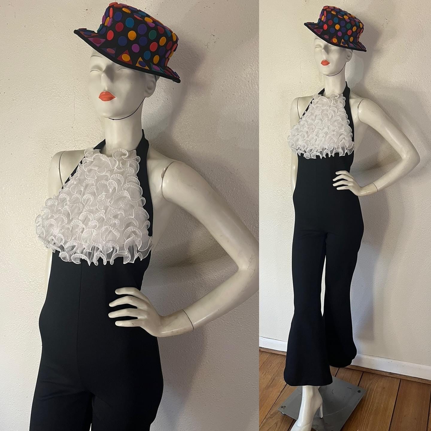 black tuxedo halter top