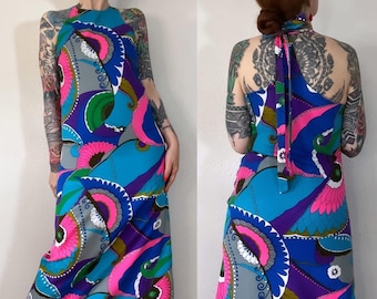 1960年代/1970年代のヴィンテージで、サイケデリックな花柄の