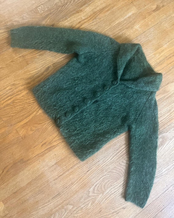 Vintage 1940’s/1950’s mossy green shaggy mohair h… - image 10