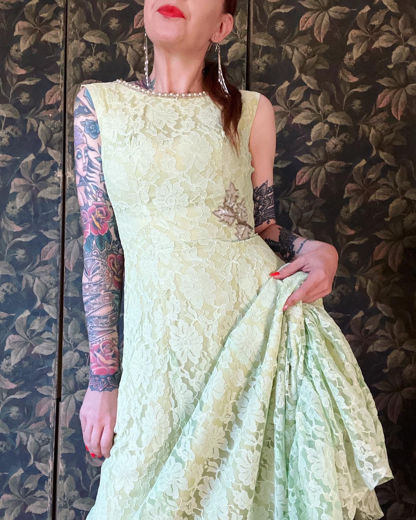 ナチュラルネイビー vieuxrosevintage 60s lace collar gown