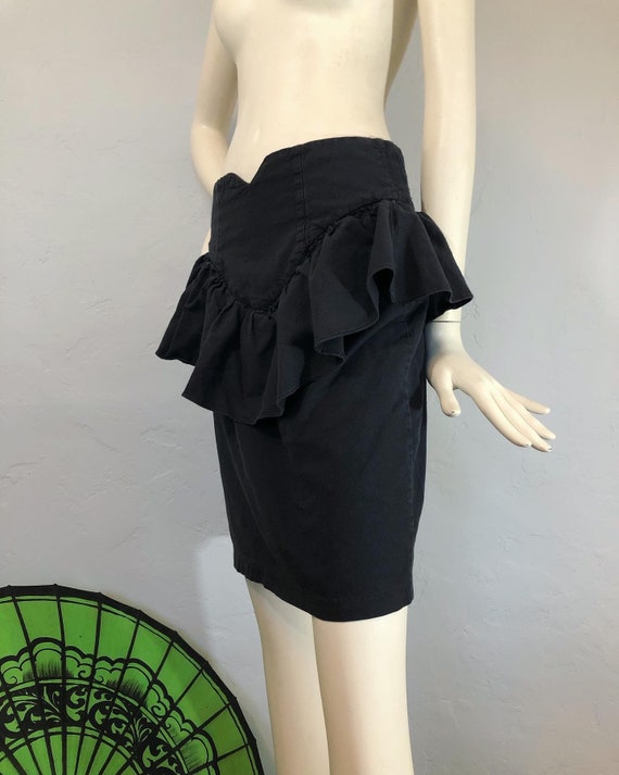 Vintage 1980’s / 1990’s washed black peplum ruffle